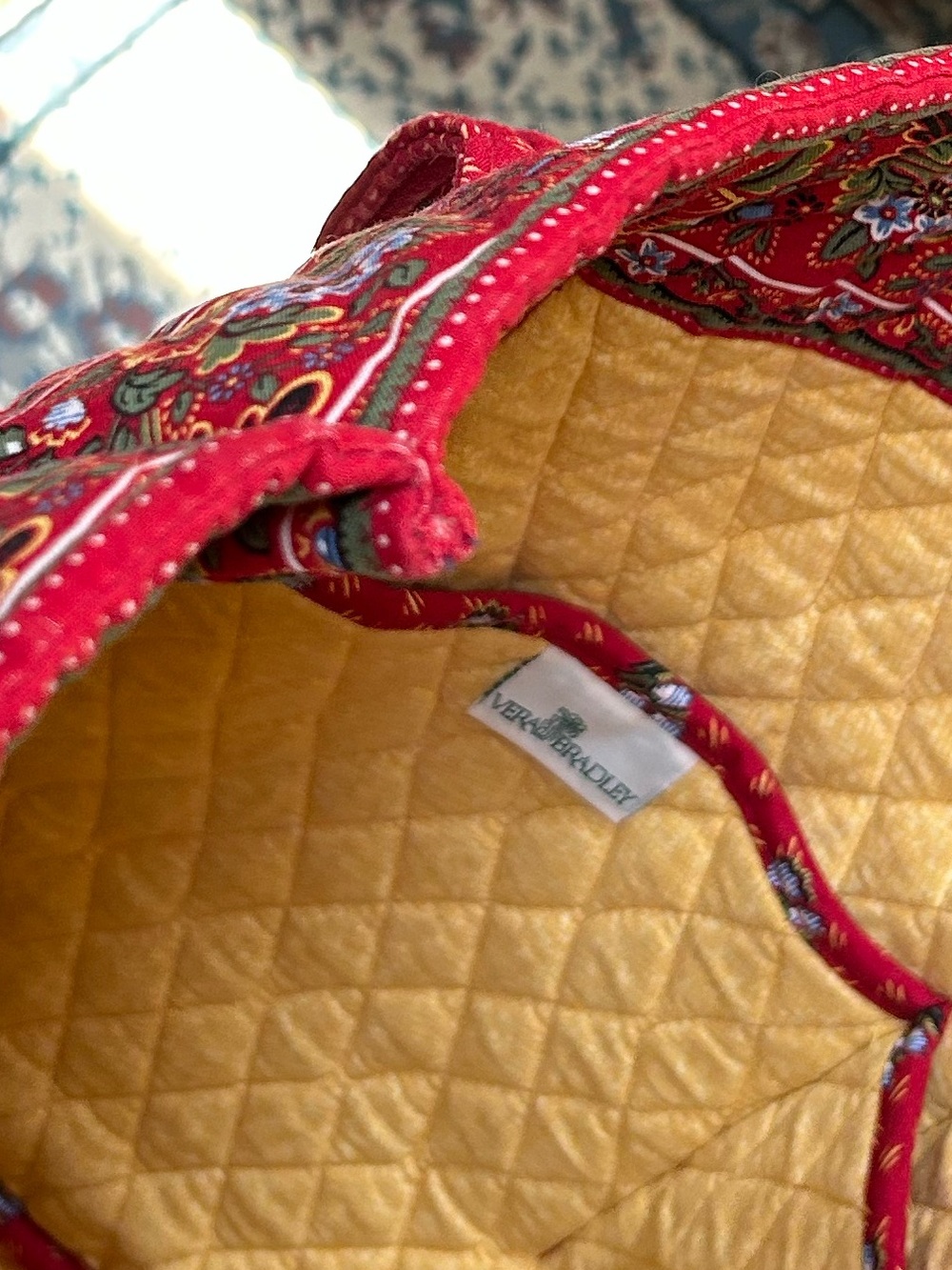 Vera Bradley Lg Quilted Floral Red Tote Bag. Bonus! W/ Matching Pouch-exc shape! - Picture 5 of 15